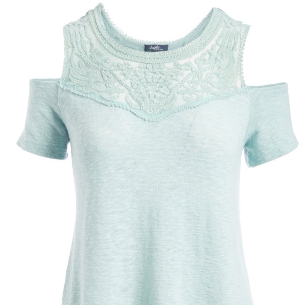 NWOT Teal Cold Shoulder Top